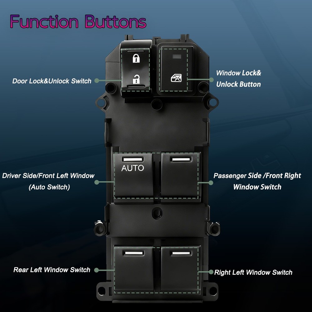 Master Power Window Control Switch For Honda Accord 2008-2012 Front Left Driver