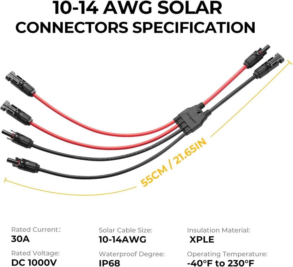 Solar Panel 1-4 MC4 Y Branch Cable Connection Waterproof Adapter Connector