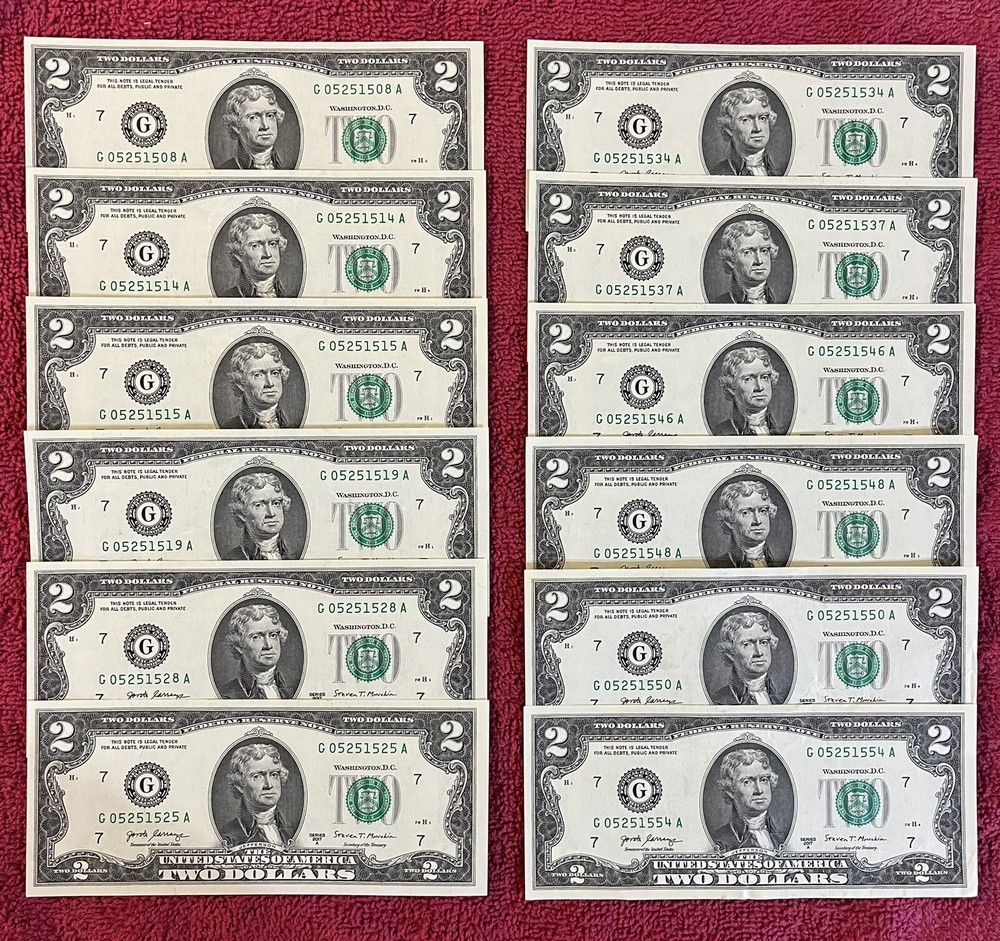 Fancy Serial Number $2 Dollar Bills. UNCIRCULATED. SEQUENTIAL. YOU Choose!