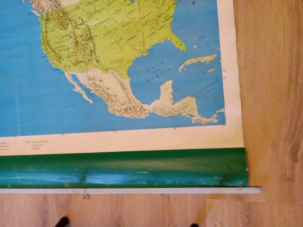 Vintage Pull Down School House Map