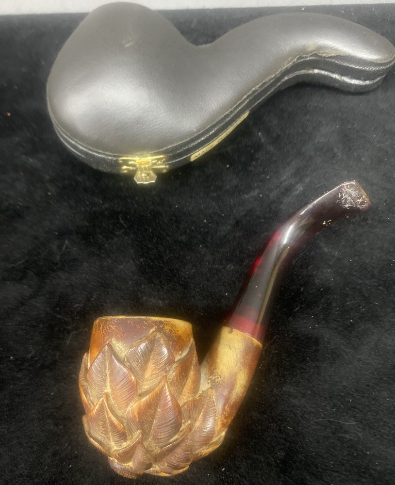 Ural Pipe Vintage With Case Brown Floral Leaf Pattern With Case Read Details