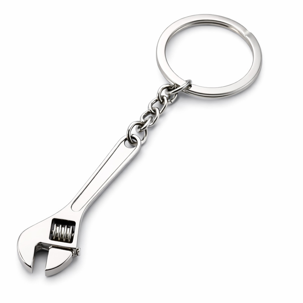 Mini Adjustable Wrench Keychain Metal Spanner Tool Key Ring EDC Gift Men Silver