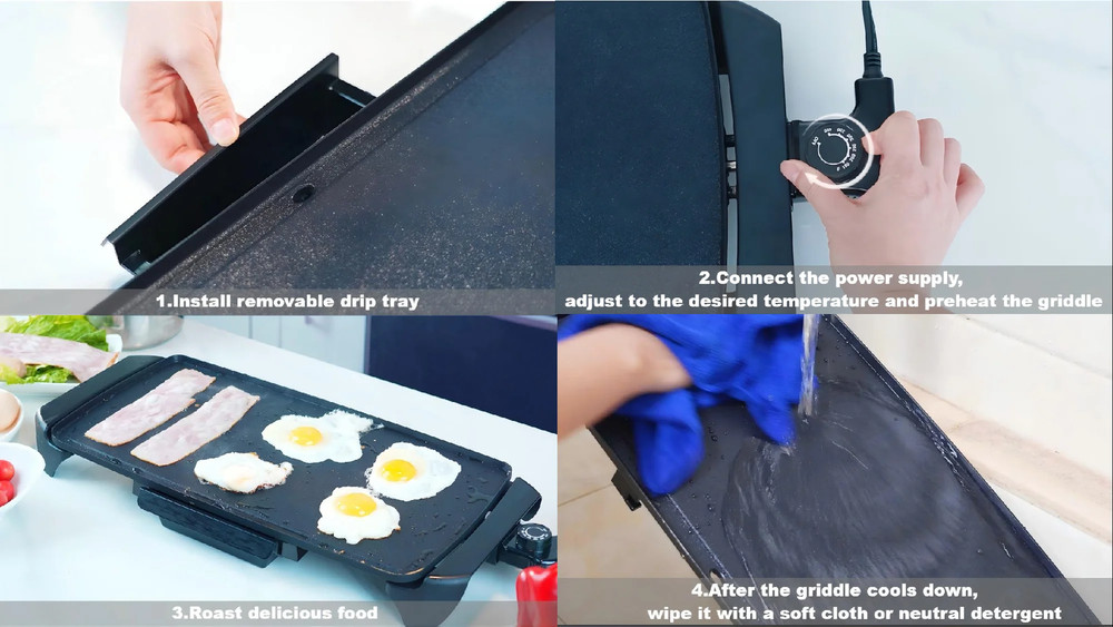 20” Electric Griddle - Non-Stick, Temperature Control,1500 W,Ceramic Coating