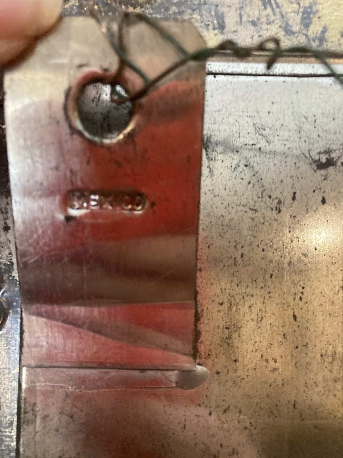 Antique Mexican Folk Art Punched Tin Mirror With Original Glass