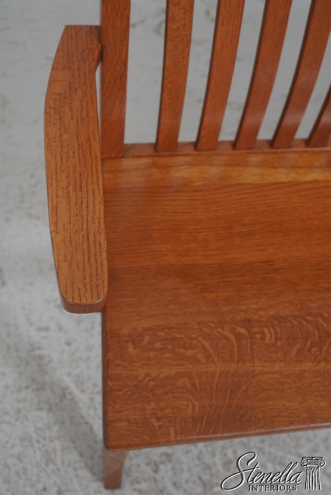 72209: Arts And Crafts Style Solid Oak Slat Back Bench