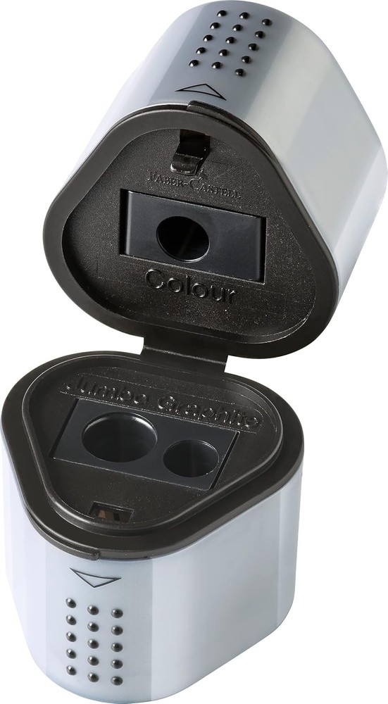 Faber-Catell Trio Sharpener Box Grip 2001 Silver pencil sharpener,