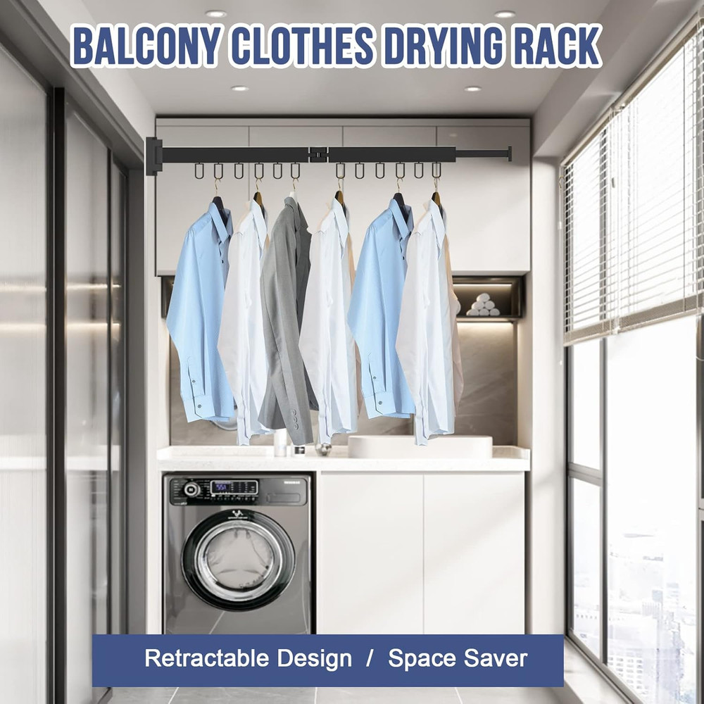 MIFXIN Clothes Drying Rack Foldable Wall Mounted Retractable Laundry Drying Rack