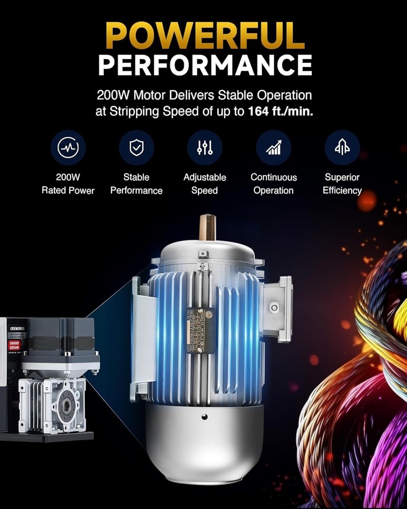 200W Automatic Wire Stripper Machine, Speed Adjustable Electric Wire Strippin...