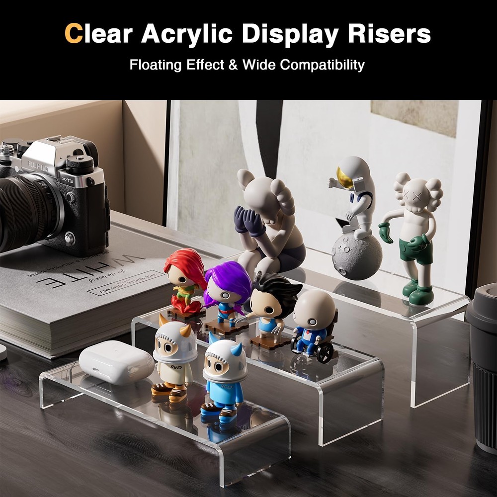 Acina Large Acrylic Display Risers: 6Pcs-12 Clear Rectangular Acrylic Showcas...