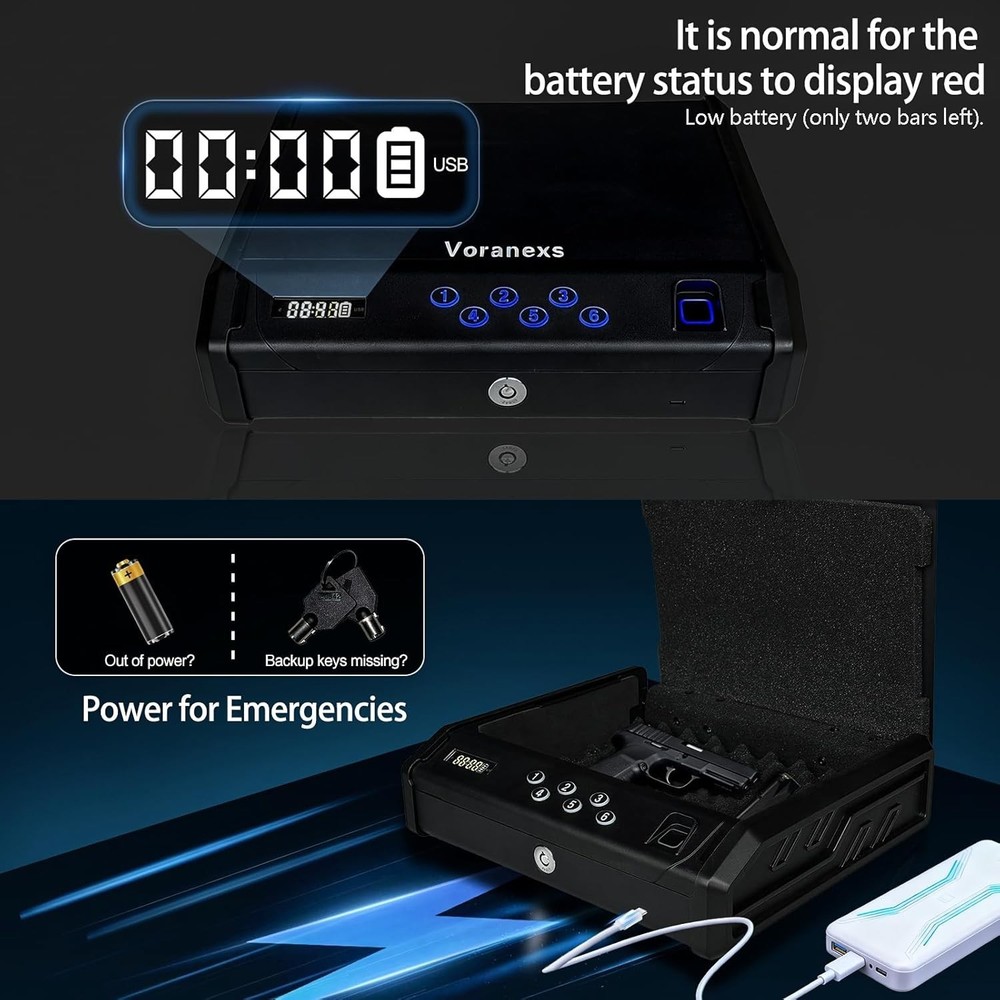 gun safe，with 3 Quick-Access Fingerprint，Passcode，Key.with LCD Display，with