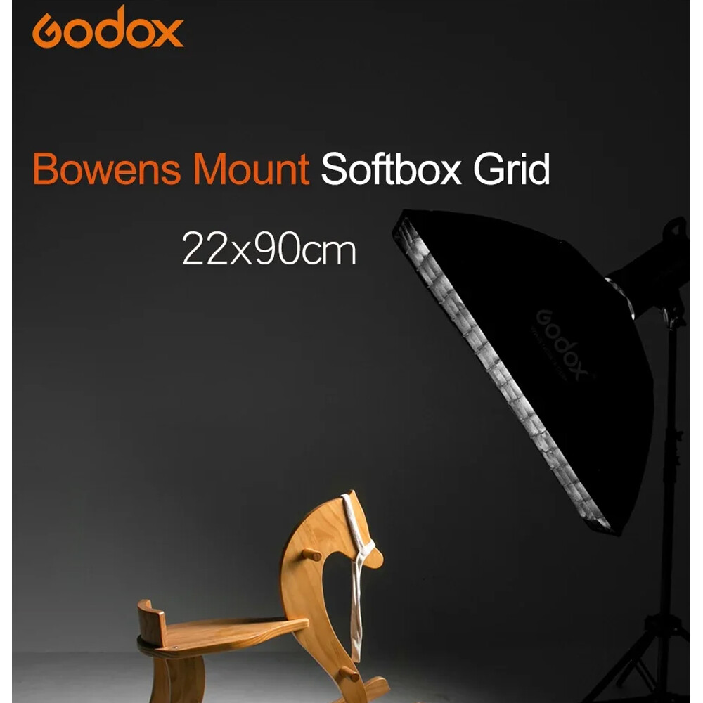 US Godox 22x90cm Rectangle Bowens Mount Strip Softbox with Grid For Strobe Flash