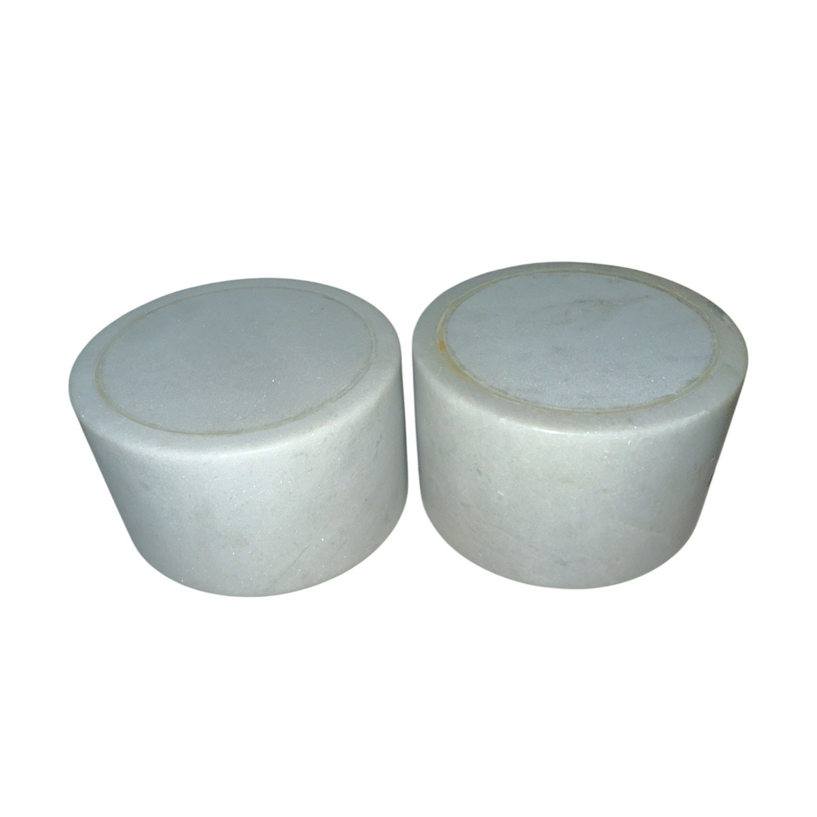 Vintage White Marble Salt Cellars Pinch Pots Set of 2 Heavy MCM Trinket Bowls