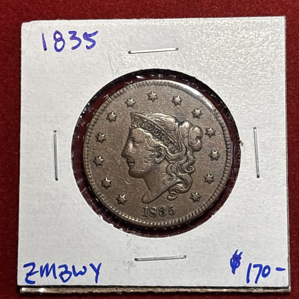 1835 coronet  large cent Nice Grade Free Shipping