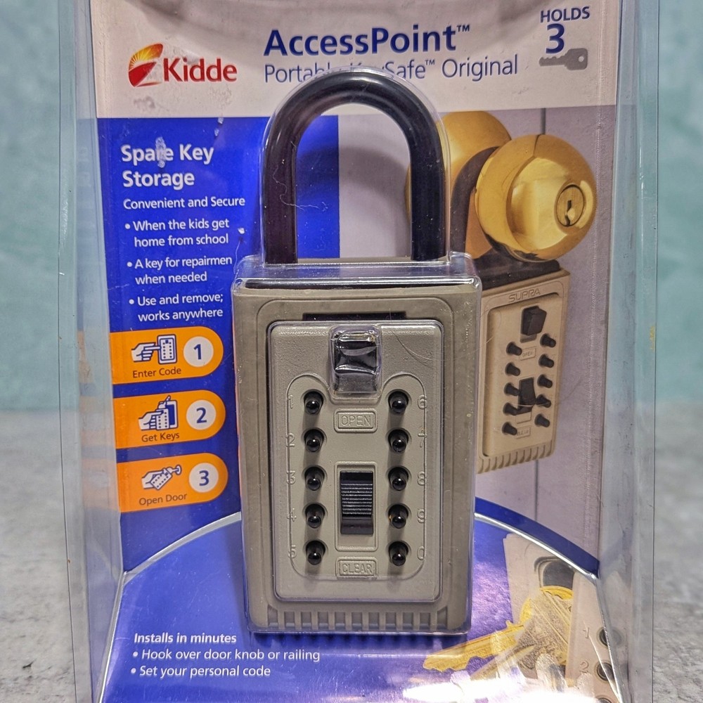 Kidde 001858 AccessPoint Security Portable Pushbutton Keysafe, Holds 3 Keys New