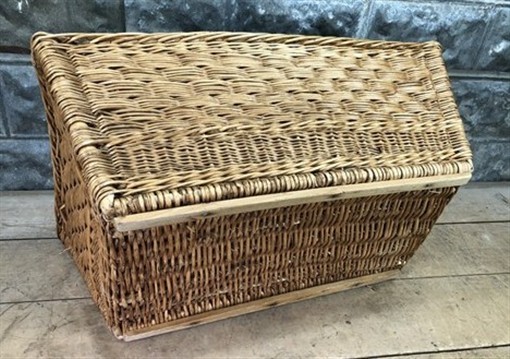 Rectangular Wicker Basket, Vintage German Woven Basket, Storage Organizer C37,