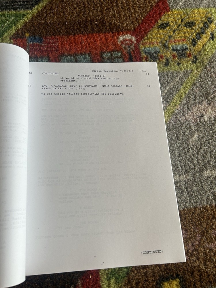 Forrest Gump Produced Sample Script 1993 Third Draft With Revisions