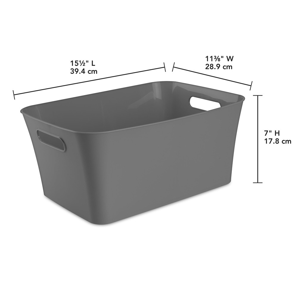 (3 pack) Large Plastic Storage Bin, Gray