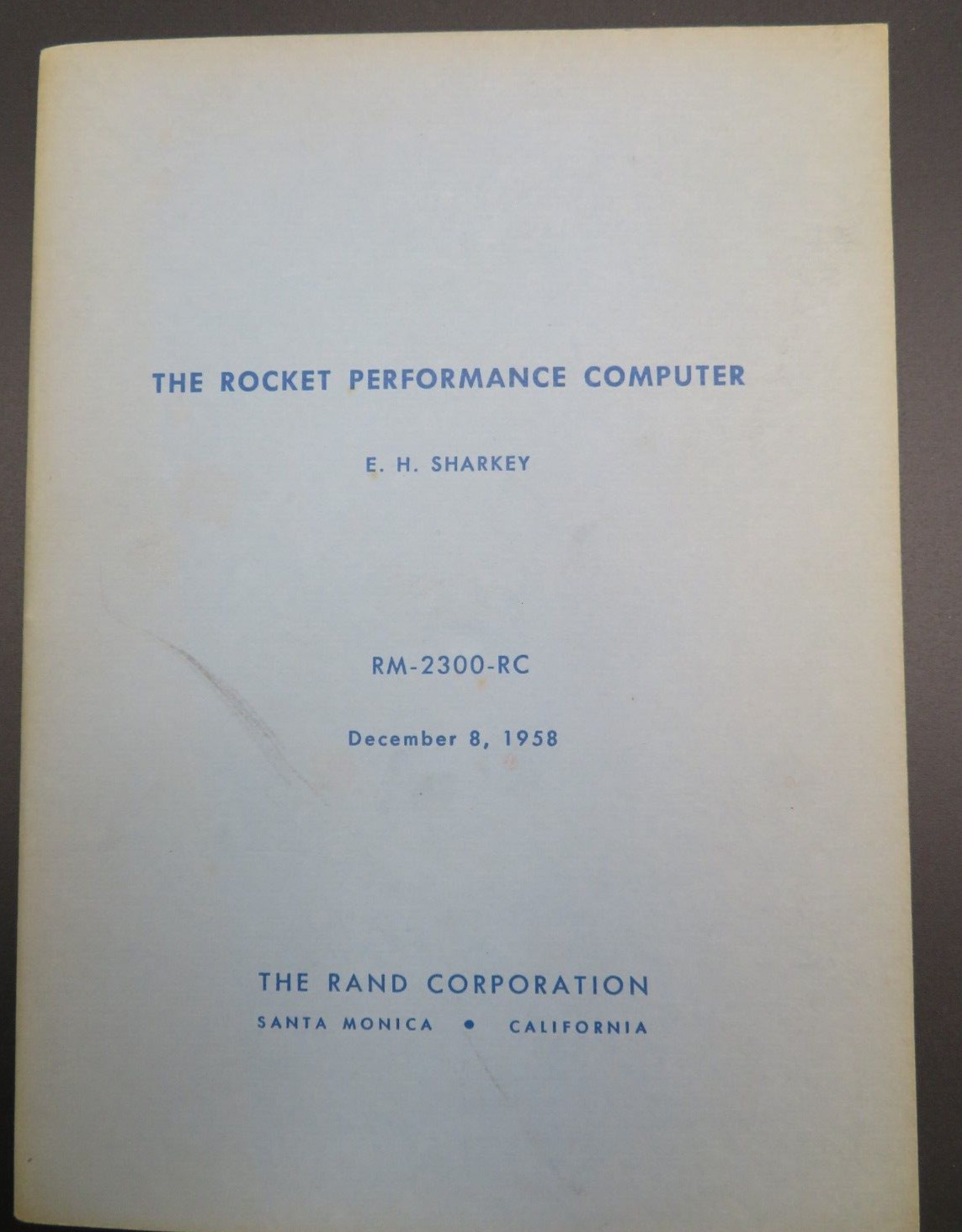 Vtg RAND Corp Rocket Performance Computer USAF Rocket Engineering Science 1958