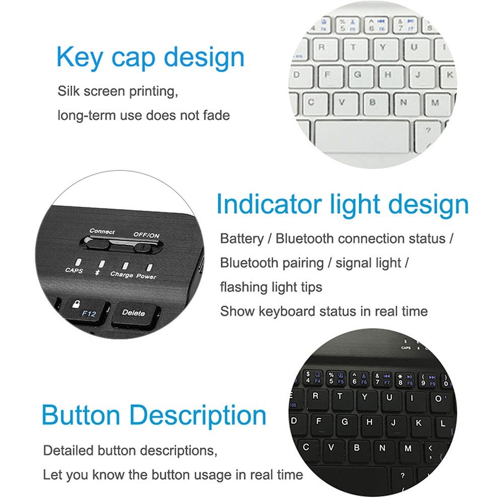 Ultra-Thin Wireless Bluetooth Keyboard For Windows PC Mac iPhone Phone Tablet