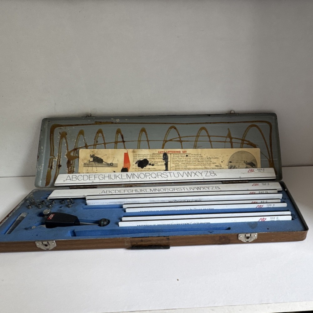 Lutz Lettering Set Drafting Tool with Templates and Accessories