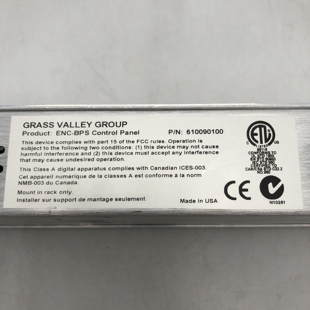 USED Grass Valley - Encore BPS Control Panel POWERS ON AS IS READ E