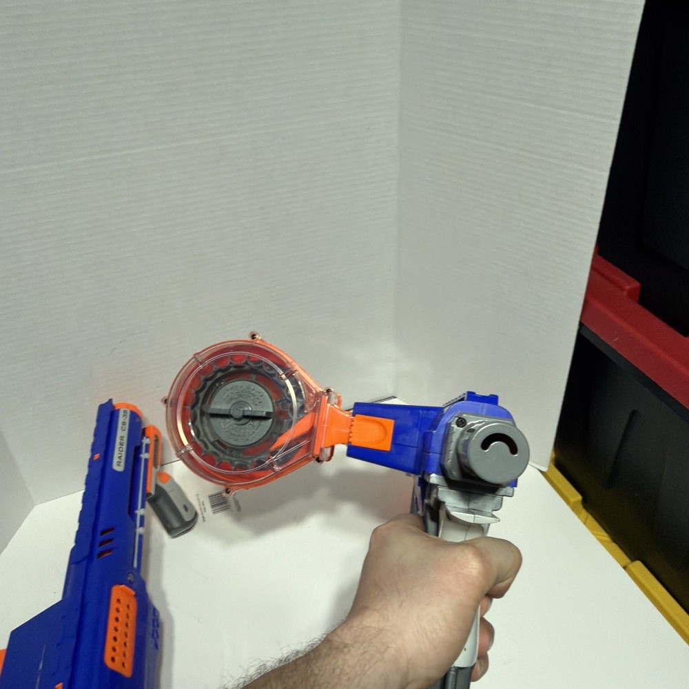 Nerf Raider CS-35 Rampage Basters Blue Tested 25 round drum x2