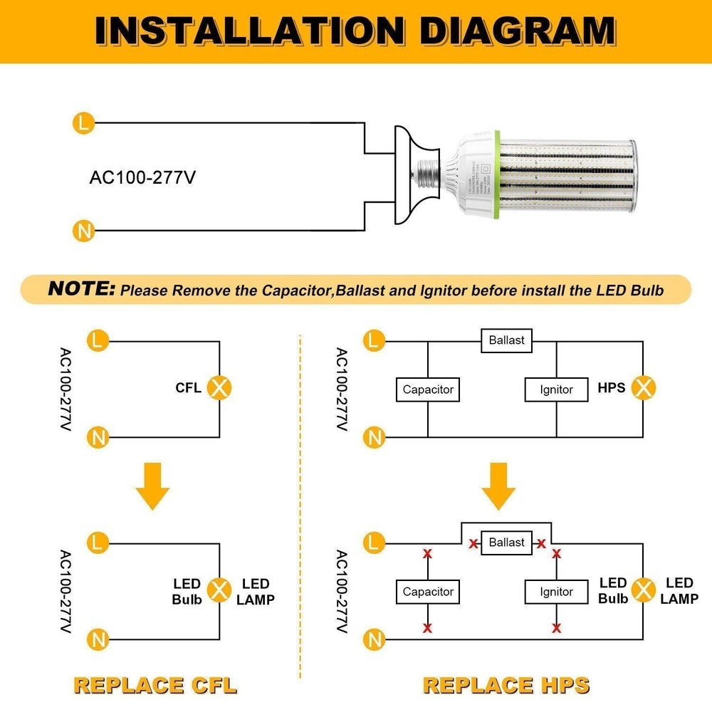 6Pack 120W LED Corn Light Bulb E39 Base Warehouse Workshop Garage Lighting 5000K