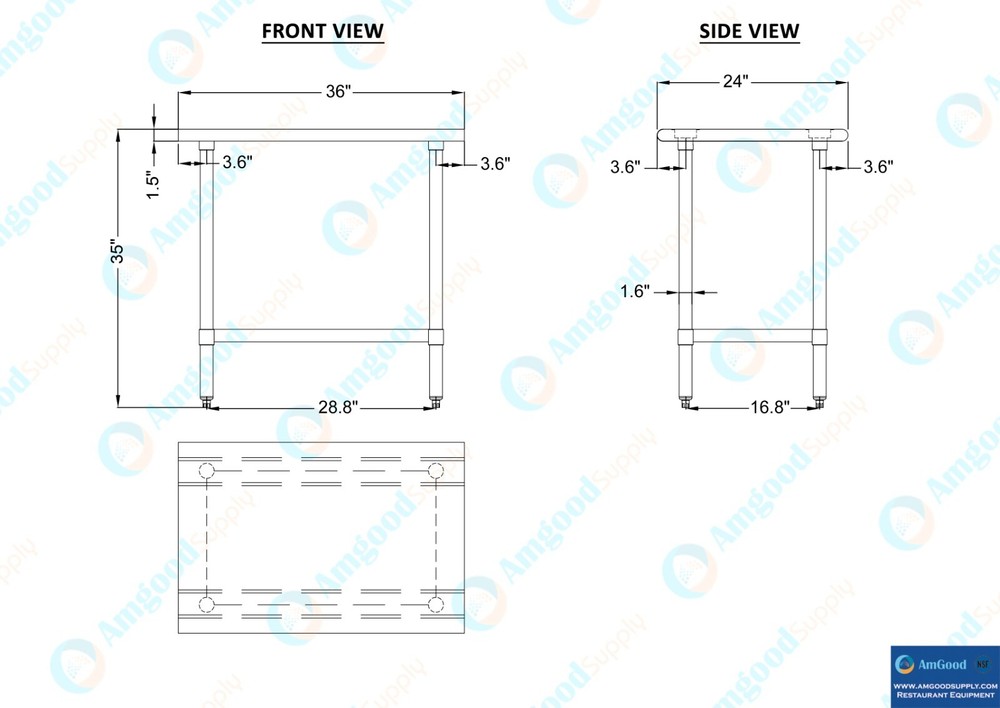 24" X 36" Stainless Steel Work Table With Galvanized Undershelf