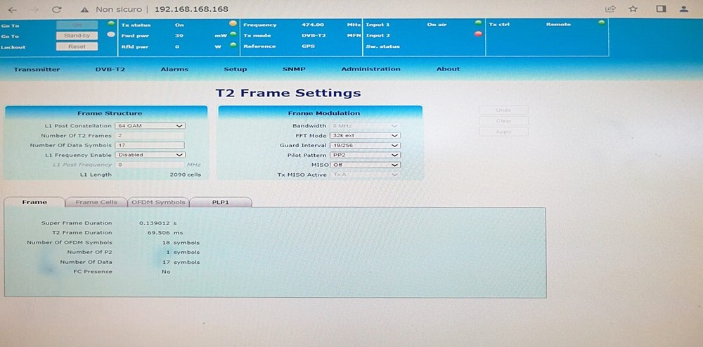TV digital Syes DVB-T2 Exciter/Modulator 1 watt / transmitter