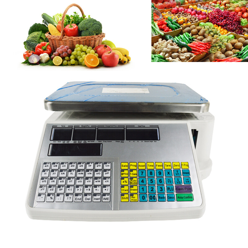 110V Print Electronic Scale Digital Price Computing Scale Thermal Printer 66 lbs