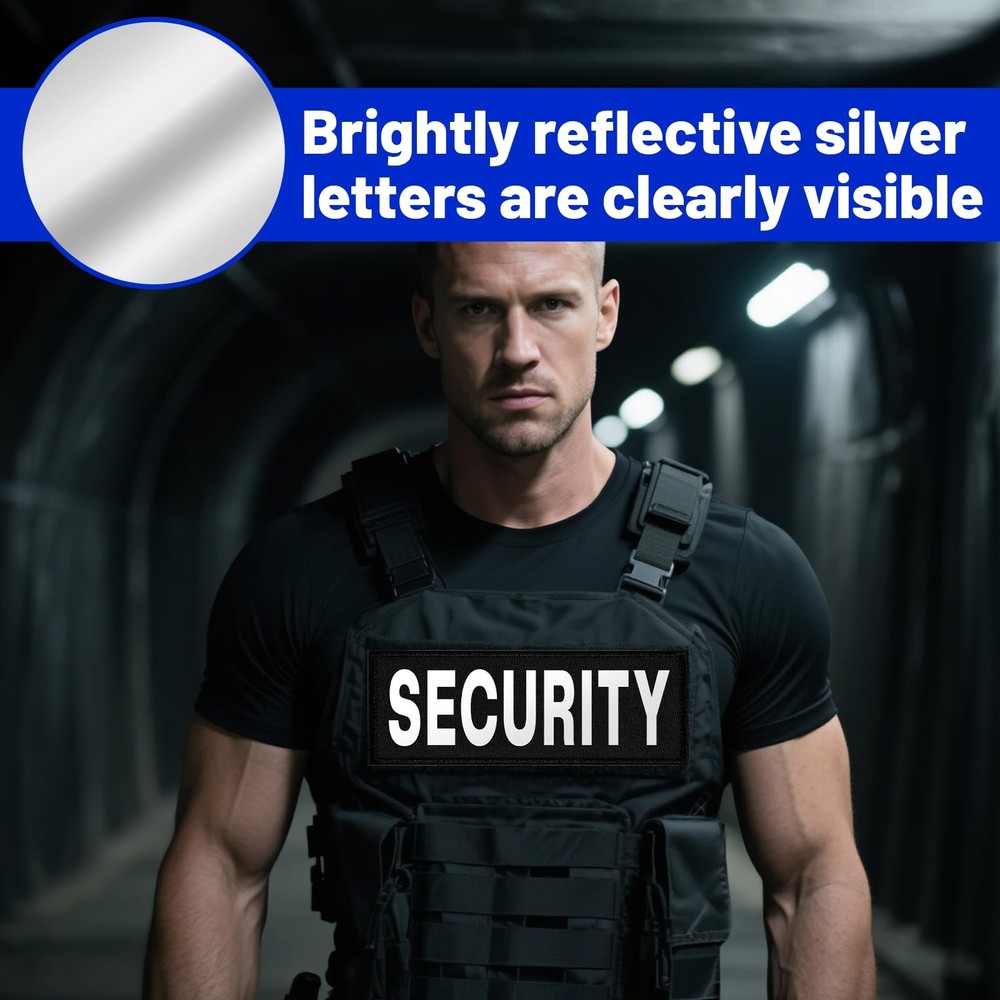 Security Patch, 2 Pcs Reflective Security Hook and Loop Patch for Vest Printe...