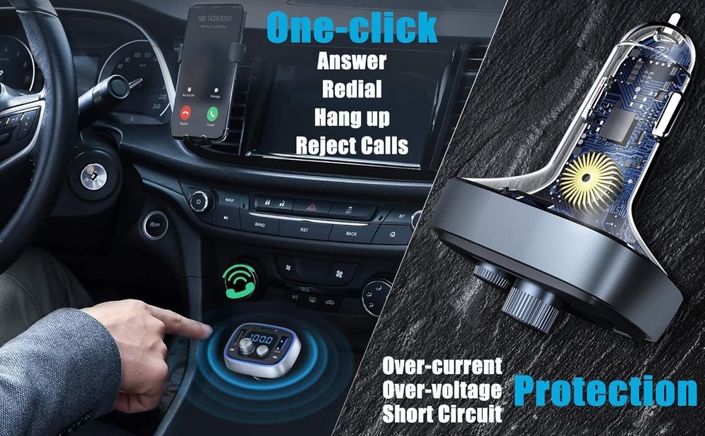 Bluetooth 5.4 Car Adapter with Fast Charging and Hands-Free Calling Experience