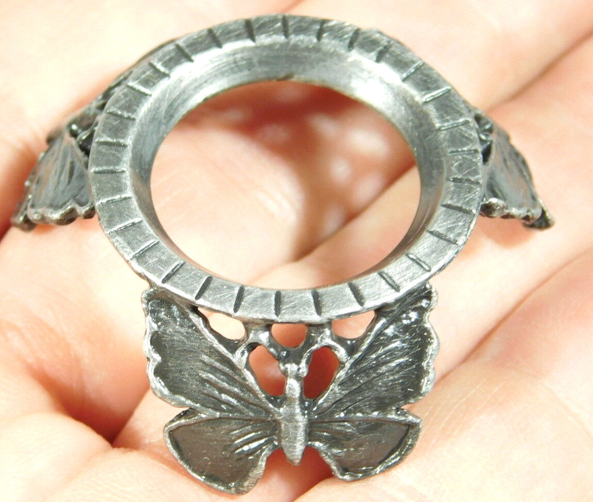 Sphere Display Stand Butterfly Design Small Size Pewter Color