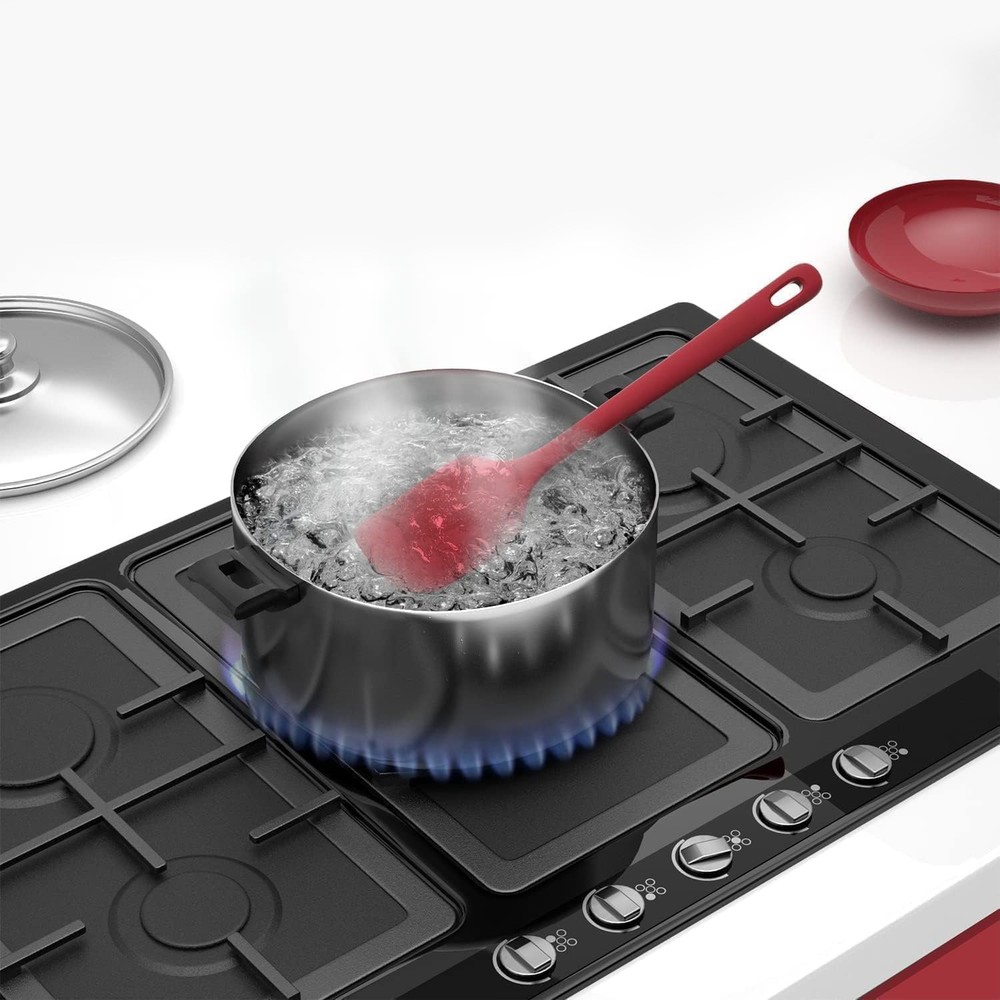 Rubber Spatula Set 4 Pcs, Nonstick Cookware Safe, Red