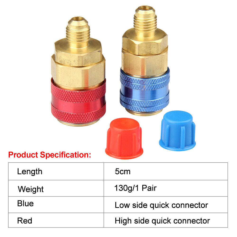 2 Quick Coupler Adapter High Low Side Conversion Kit AC A/C Freon Manifold Gauge