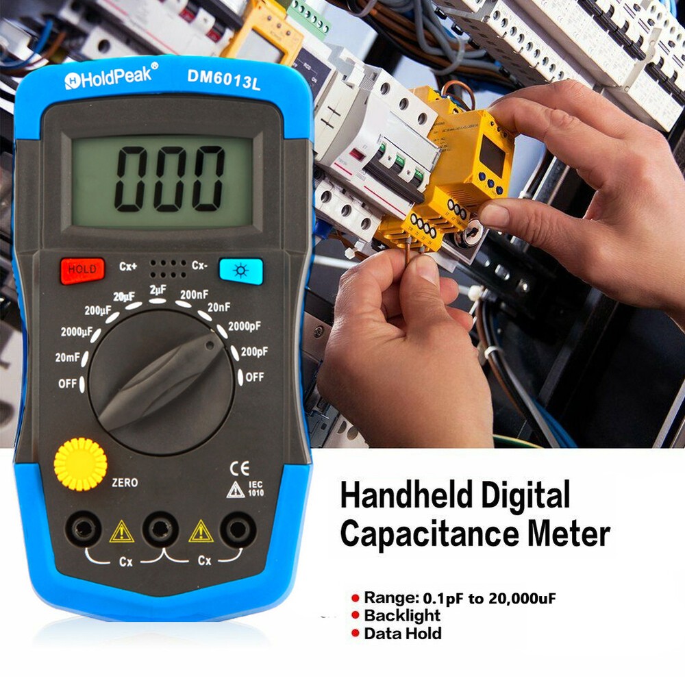 HoldPeak DM6013L Handheld Digital Capacitance Meter W/ LCD Backlight 1999 Counts