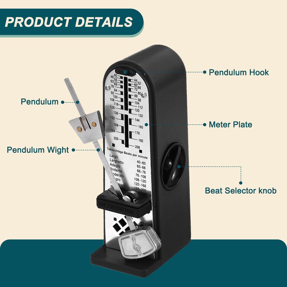 Mini Mechanical Metronome,High Accuracy Professional Musical Timer Universal ...