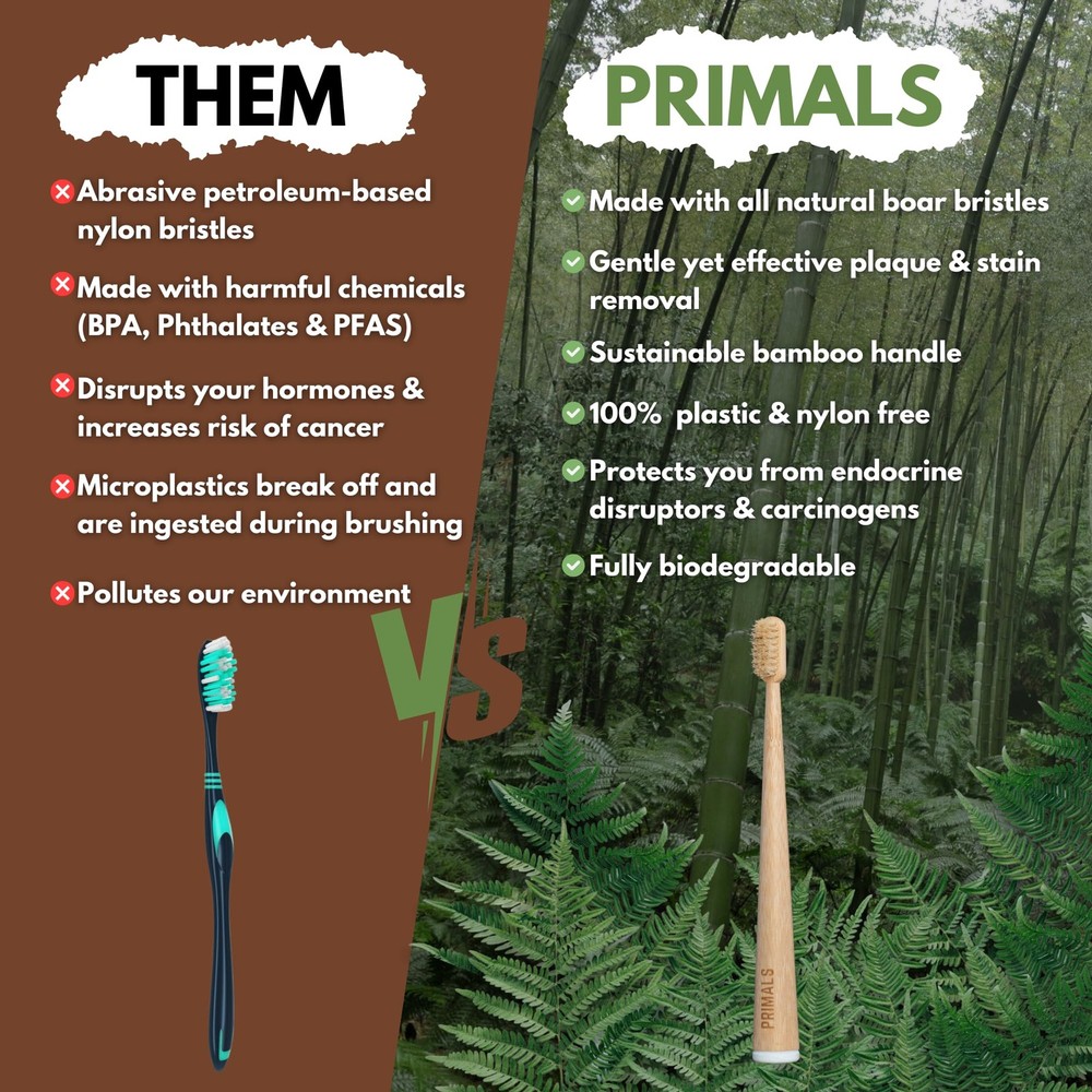 Biodegradable Bamboo Toothbrush Set - 4-Pack, Eco-Friendly, Quick Dry
