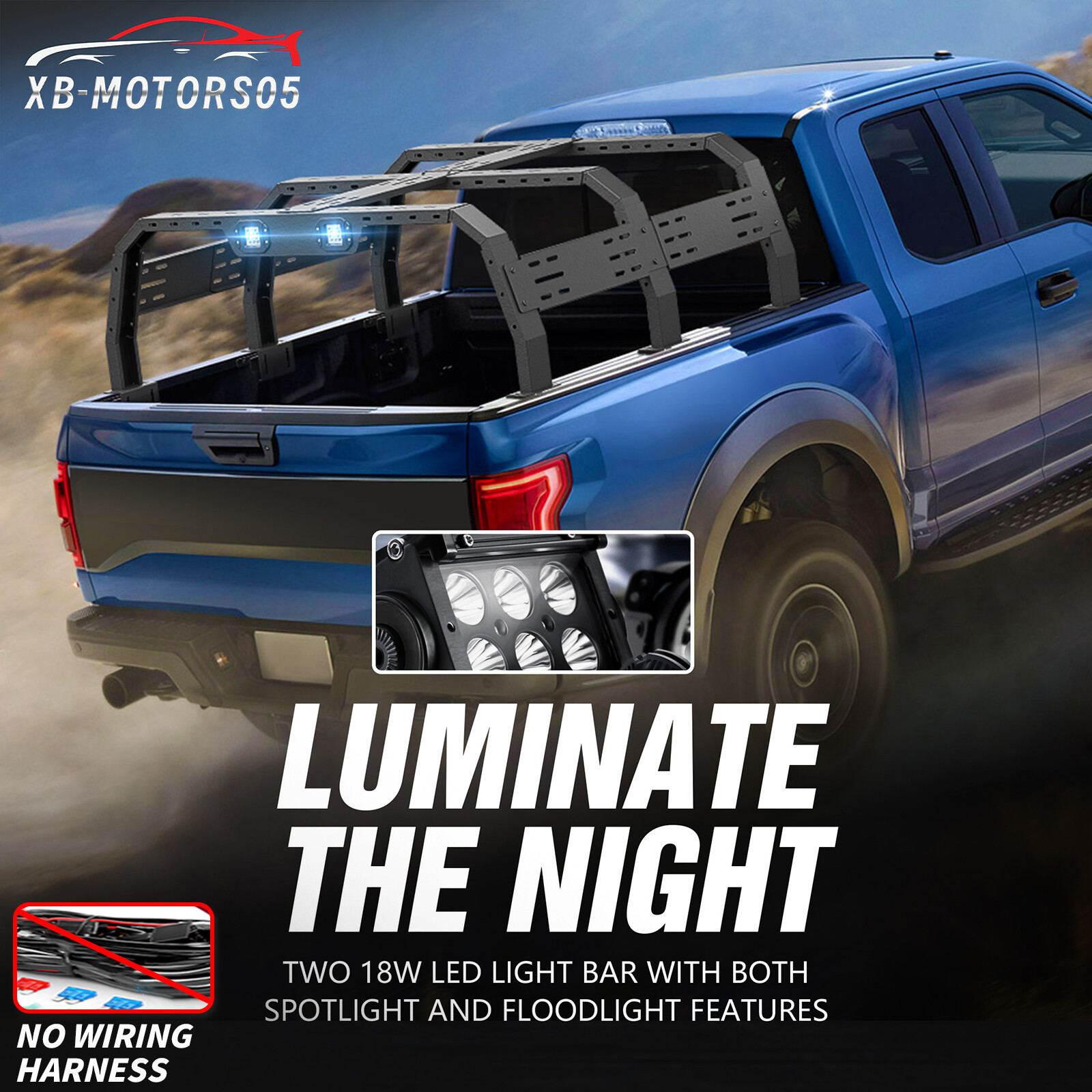 23"1000lbs High Bed Racks Truck Cargo Carrier for F150/Ram/1500/Ranger/Colorado