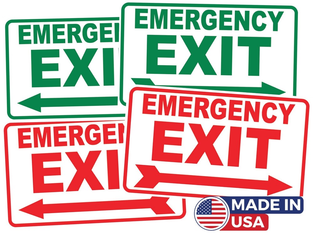2 x Emergency Exit Indicator Sticker - Office Safety Decal - Emergency Exit Sign