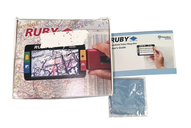 Freedom Scientific RUBY Handheld Video Magnifier Low Vision Aid Case Box READ