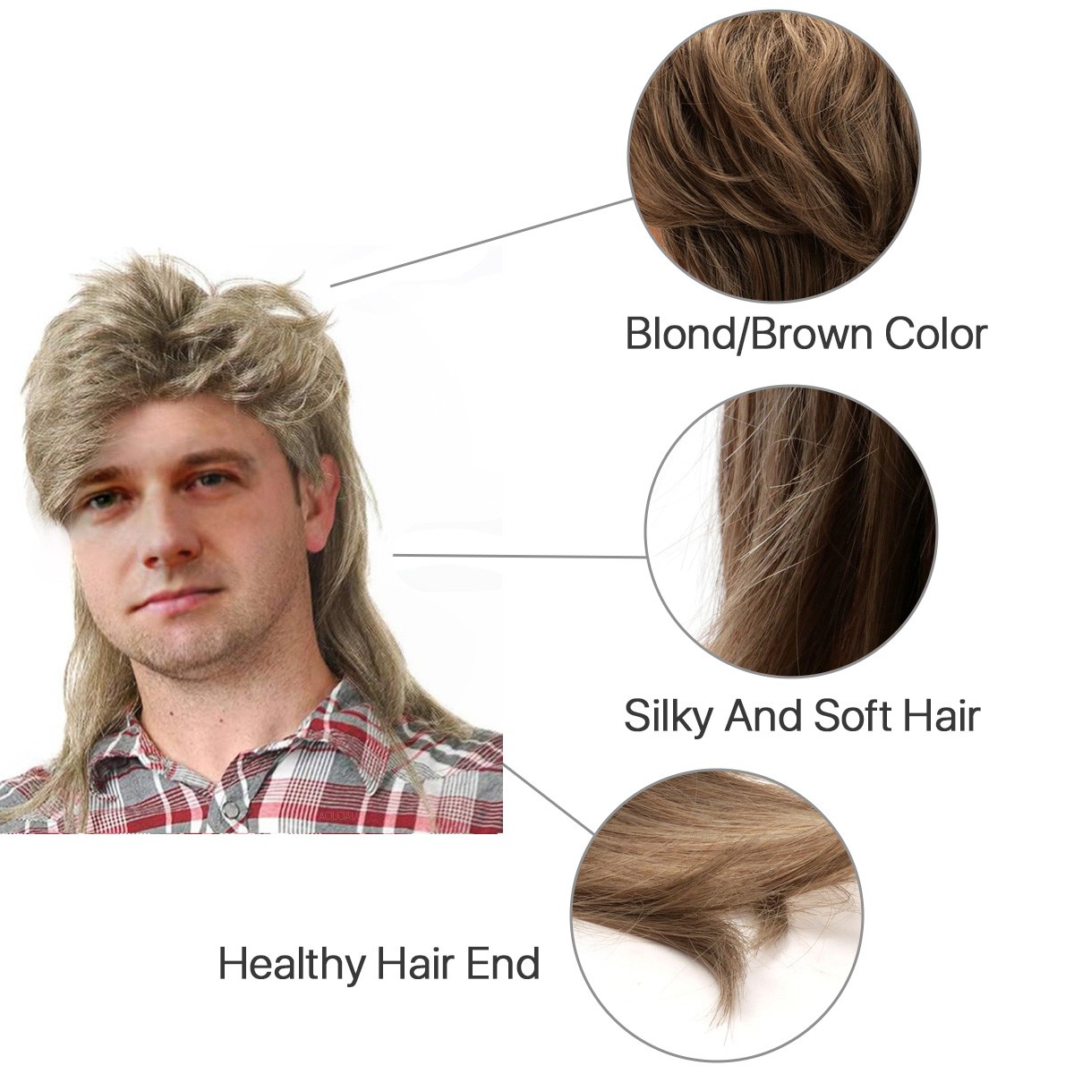 Jason Brown Mullet Wig 80's Costume Wigs for Men