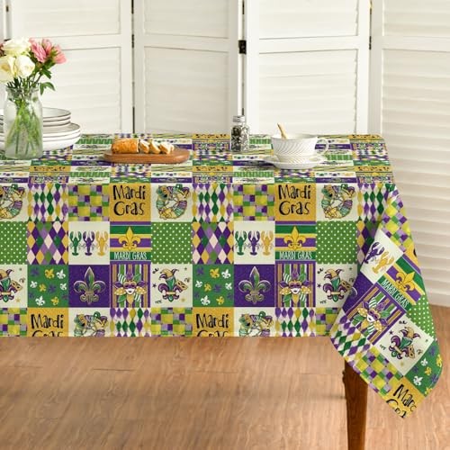 Mardi Gras Tablecloth 60×84 Inch Rectangular, 60" x 84" (Rectangular) Purple