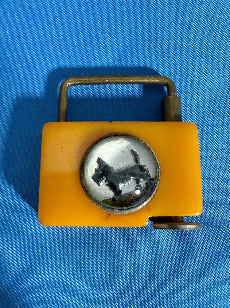Vintage Orange Bakelite Lock Dog in Bubble