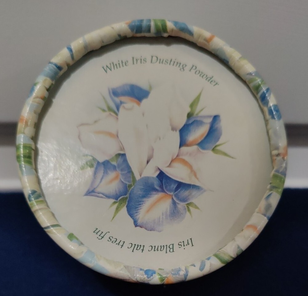 VTG Bronnley Dusting Powder White Iris Round Box Almost Empty