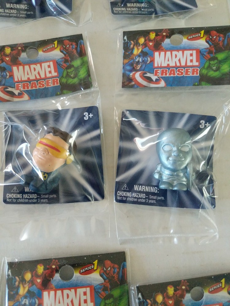 12 Marvel Character Erasers By Monogram New, Sealed