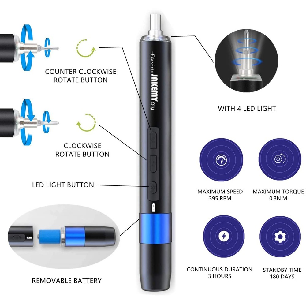 Precision Electric Screwdriver Kit, JAKEMY 61 In 1 Manual & Automatic Torque ...
