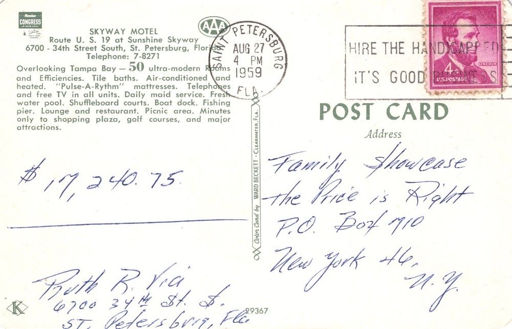 SKYWAY MOTEL, ST. PETERSBURG, FL - PC6825