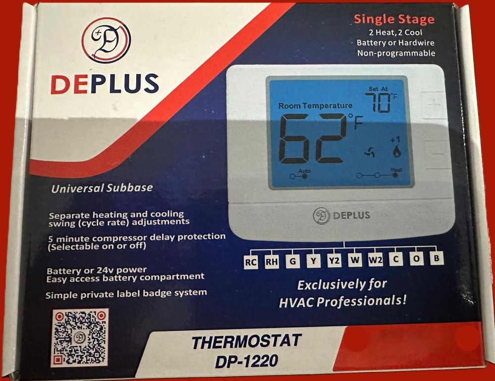 DEPLUS DP-1220 Thermostat Non Programmable Multi Stage 2H/2C