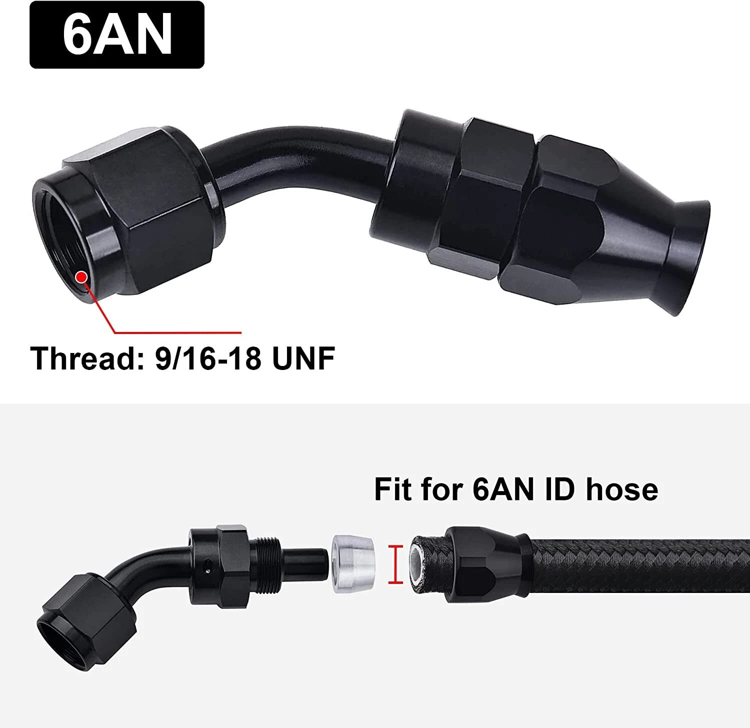 6-12PCS 4AN 6AN 8AN 10AN 12AN PTFE Fuel Oil Gas Hose End Fittings Adapter Kit